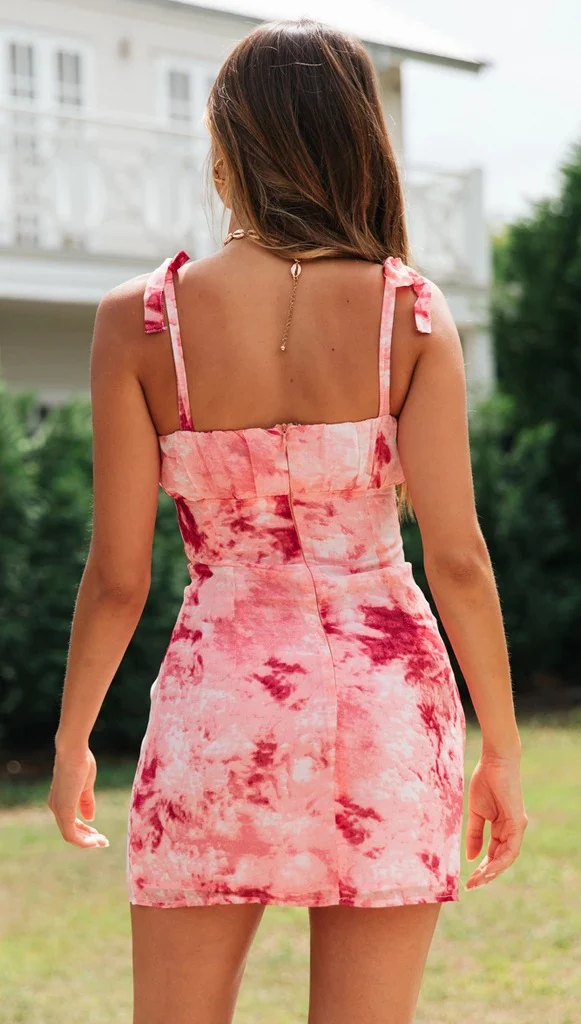 Pink Marble Effect Strappy Dress - Image 4