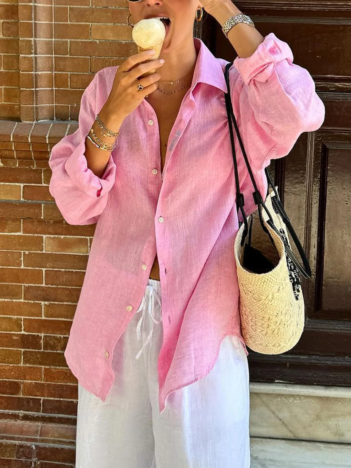 Pink Oversized Vacay Shirt - Image 2