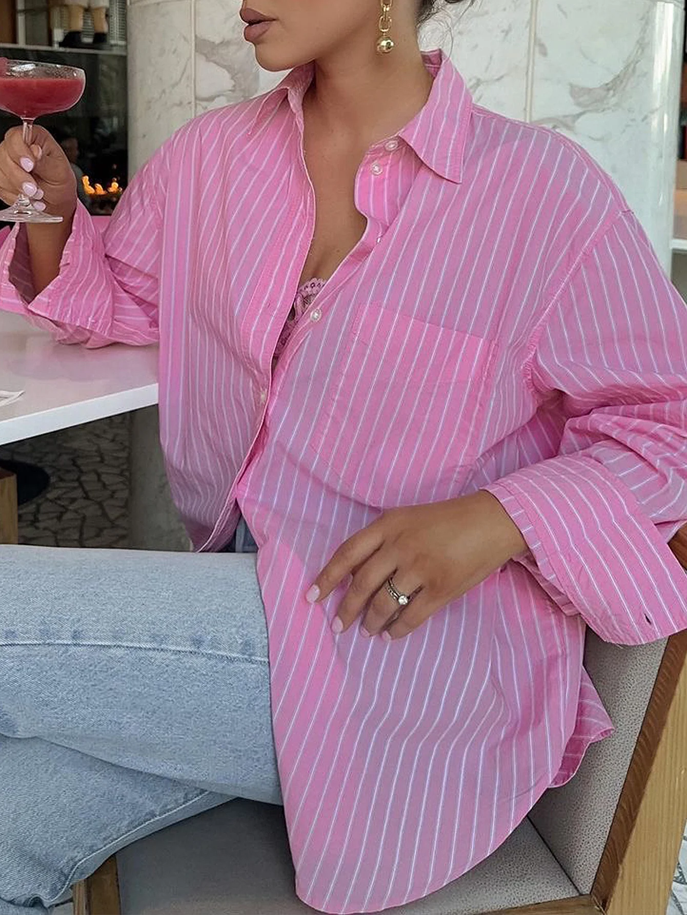 Pink Oversized Vacay Shirt - Image 2