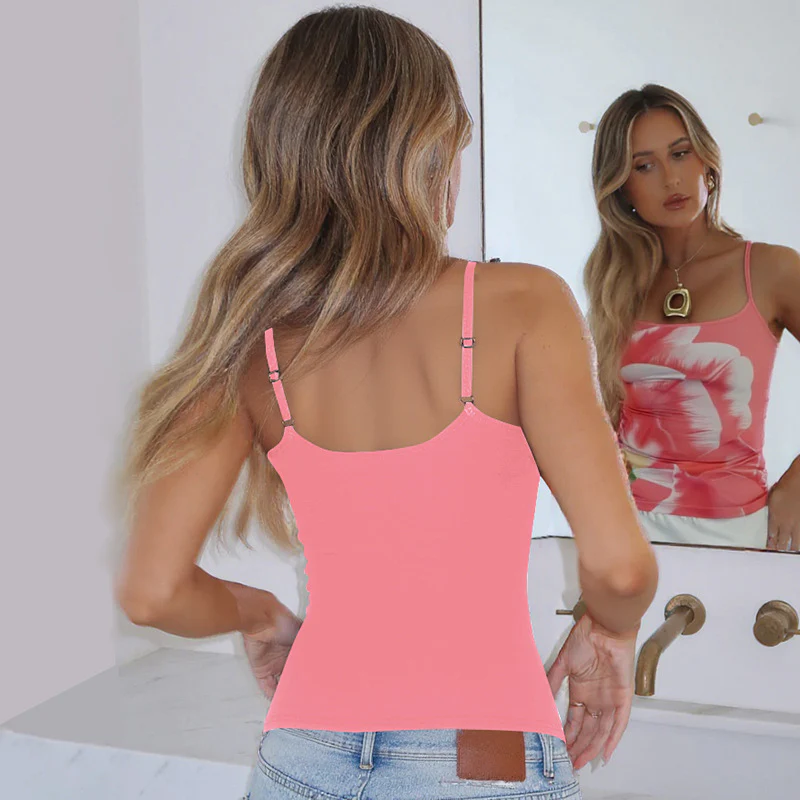 Pink Printed Spaghetti Strap Camisole - Image 2