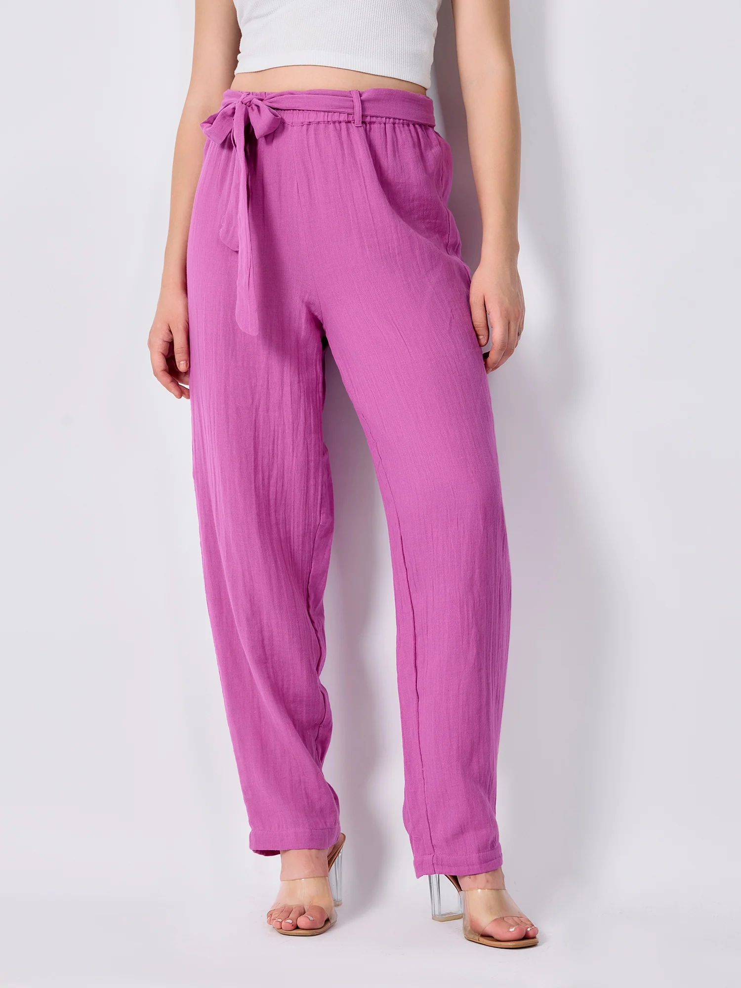 Pink Printed Straight Fit Trouser - Image 5