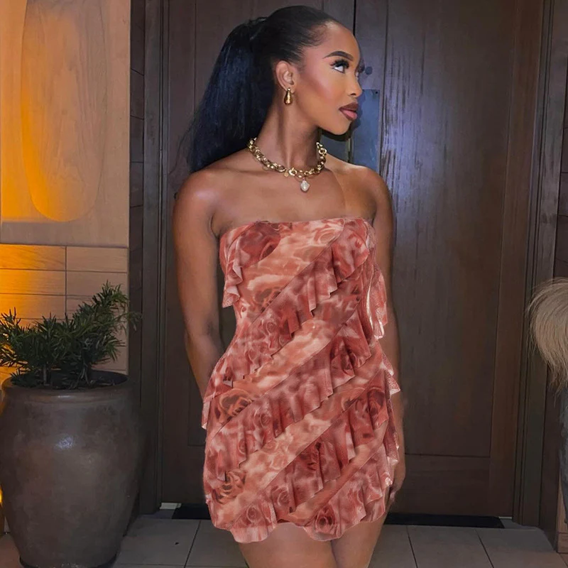 Pink Ruffle Tube Dress - Image 2