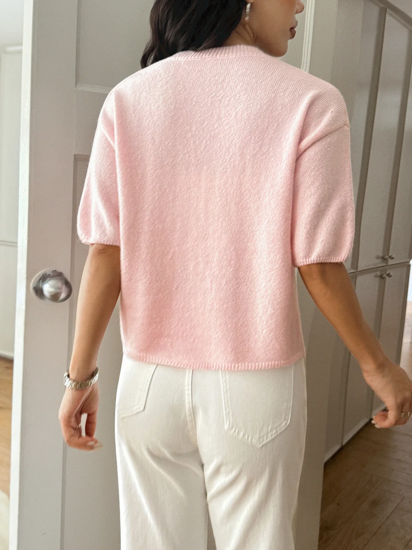 Pink Solid Casual Pull Over - Image 2