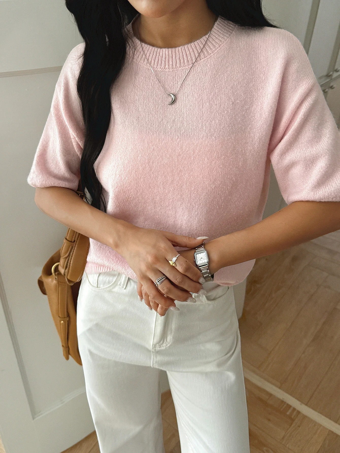 Pink Solid Casual Pull Over - Image 3