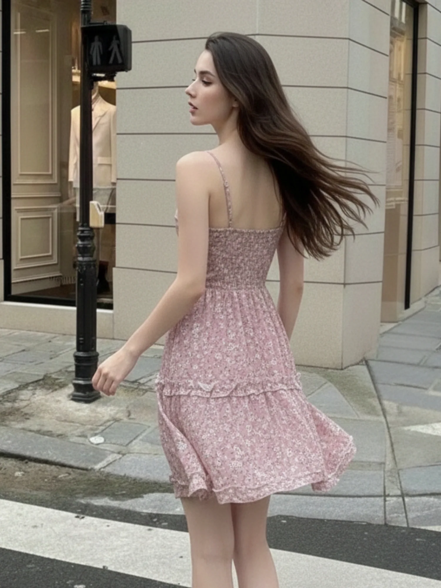 Pink Spaghetti Strap Front Tie-Up Dress - Image 2