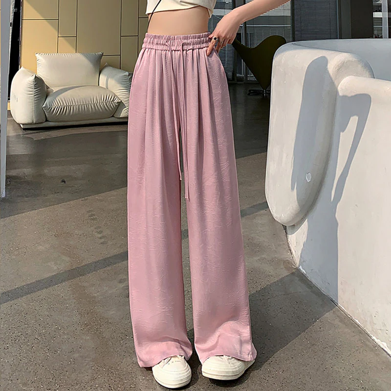 Pink Textured Elasticated Waistband Pants