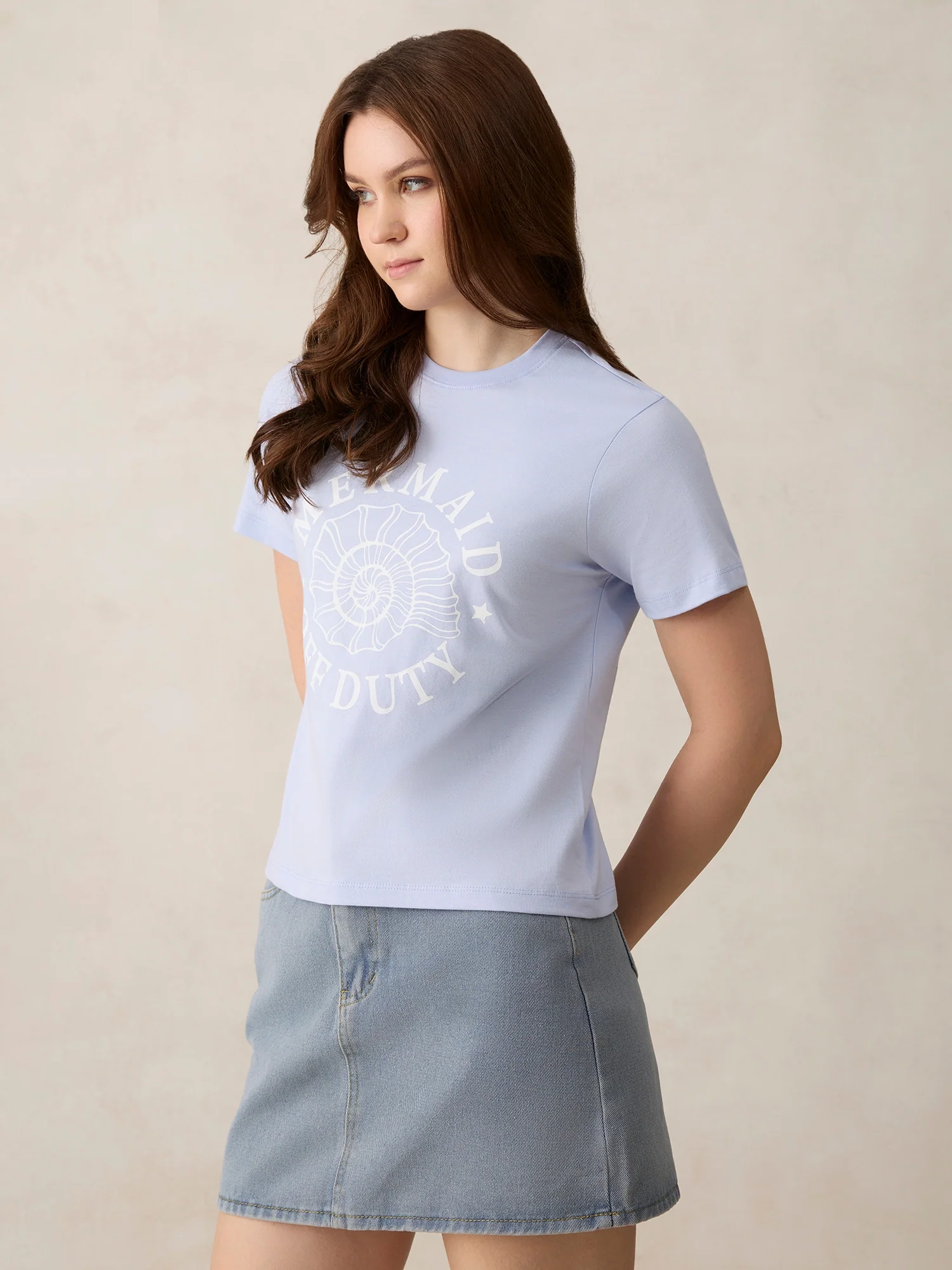 Purple Crew Neck Graphic T-Shirt - Image 3