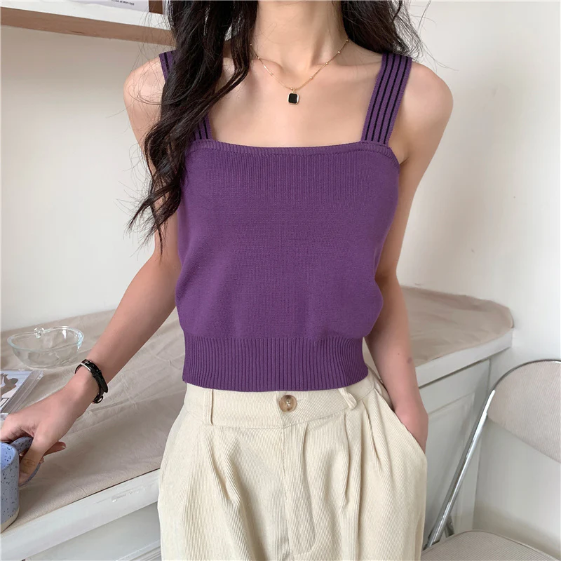 Purple Square Neck Top