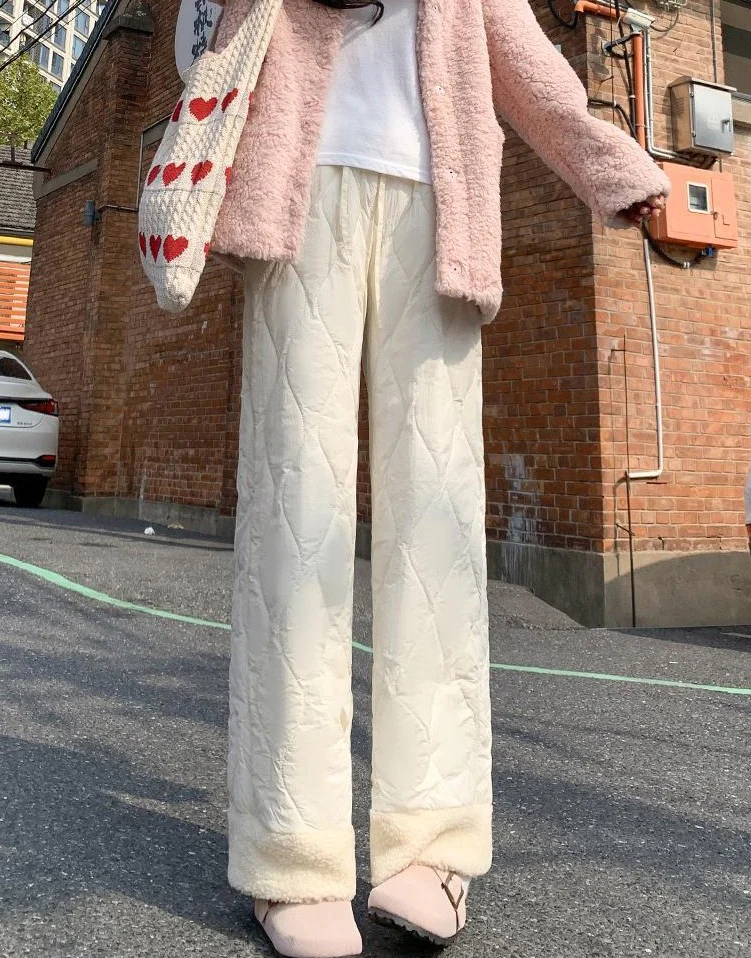 Beige Quilted Fleece Jogger - Image 3