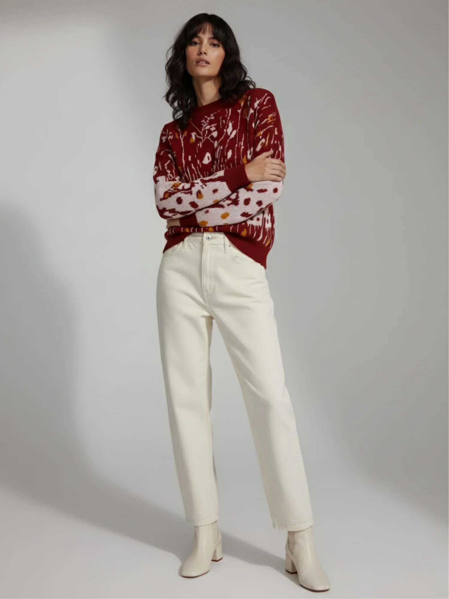 Red All Over Floral Printded Sweater - Image 3