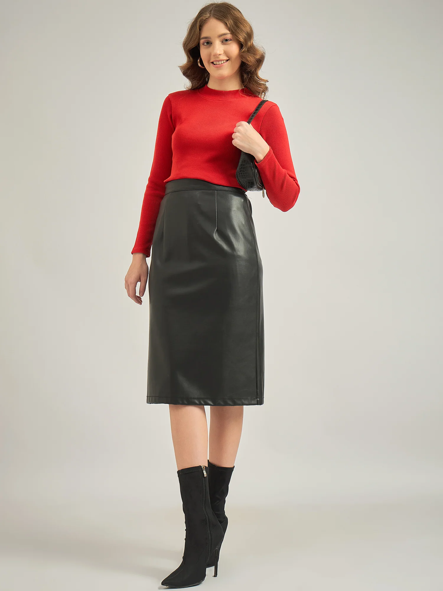 Red Basic Solid Fitted Ribbed Top - Image 6