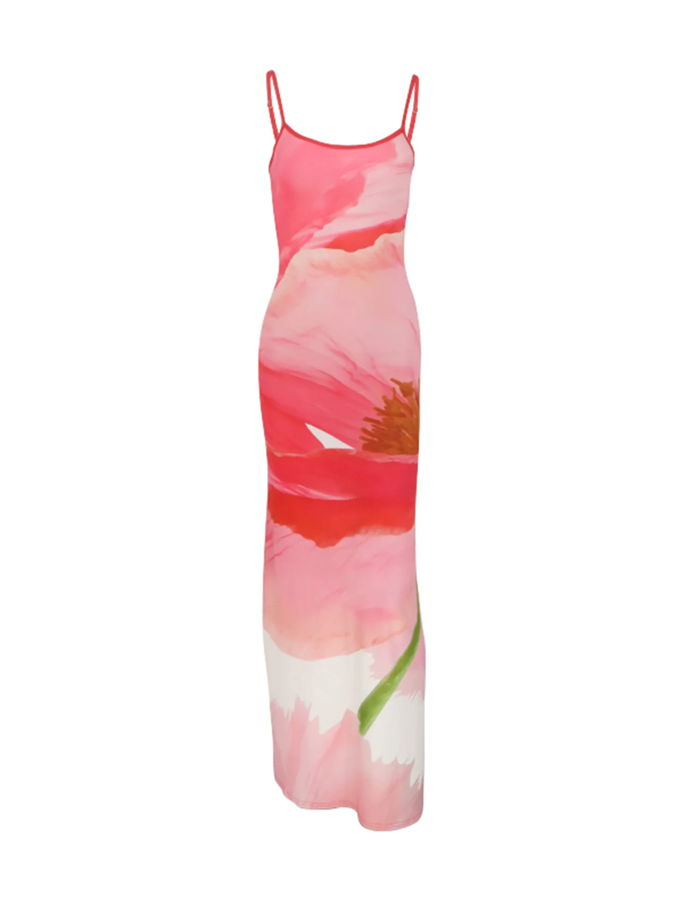 Red Bold Floral Print Dress - Image 2