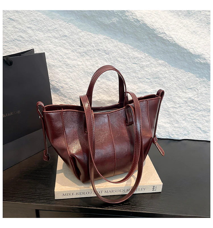 Red Classic Structured Shopper - Image 3