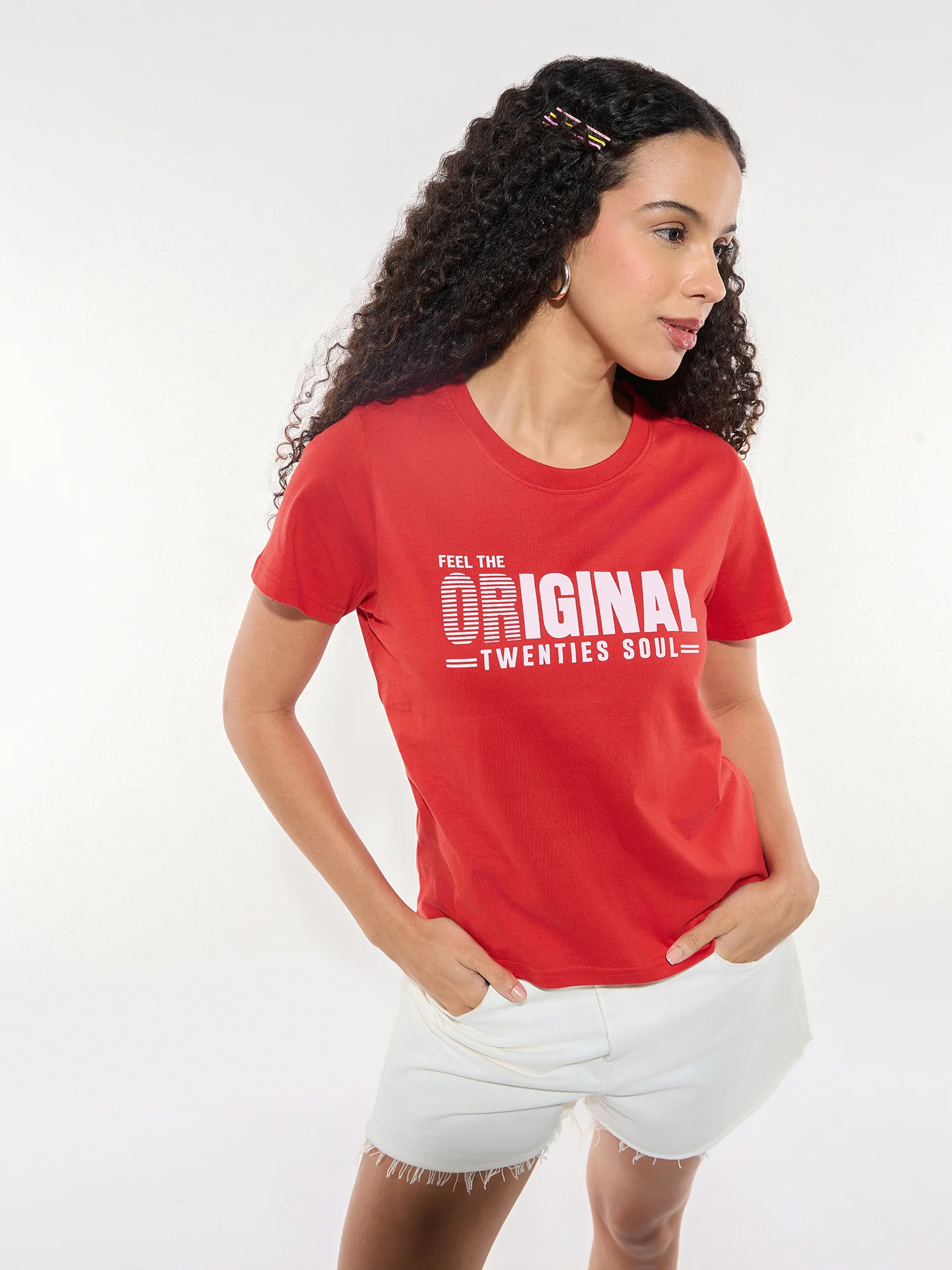 Red Crew Neck Graphic Tshirt - Image 2