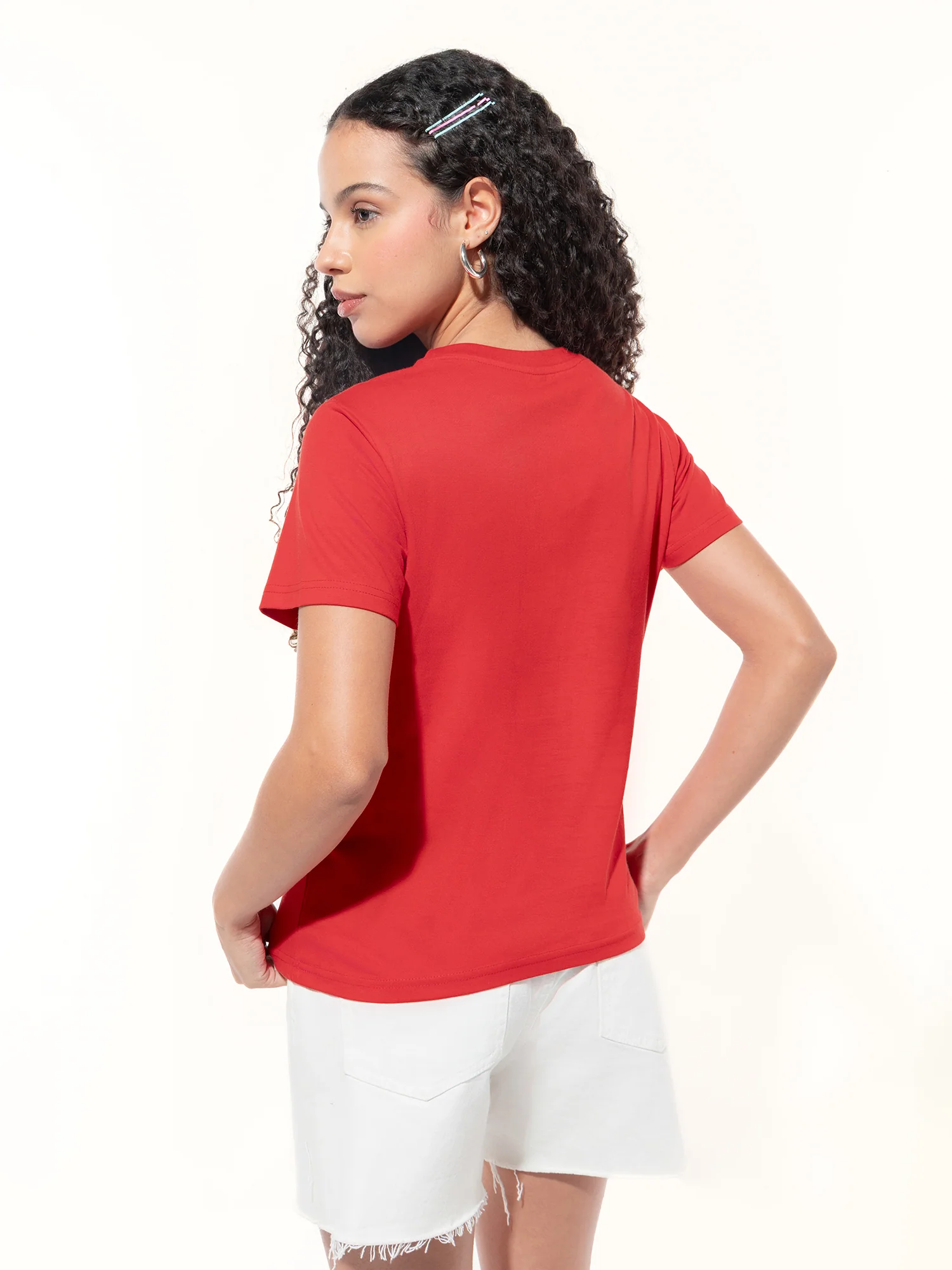 Red Crew Neck Graphic Tshirt - Image 6