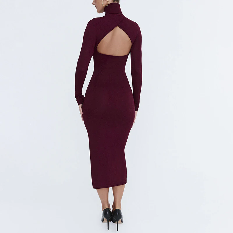 Red Cutout Shoulder Dress - Image 2
