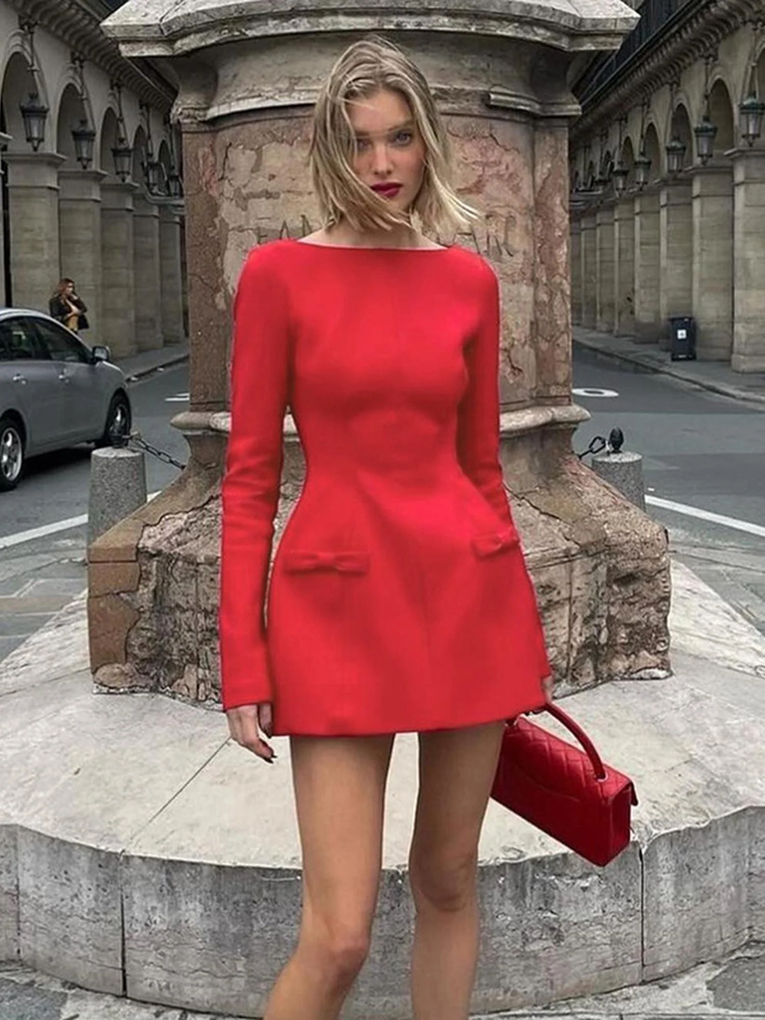 Mini Dress With Bow Details - Image 2