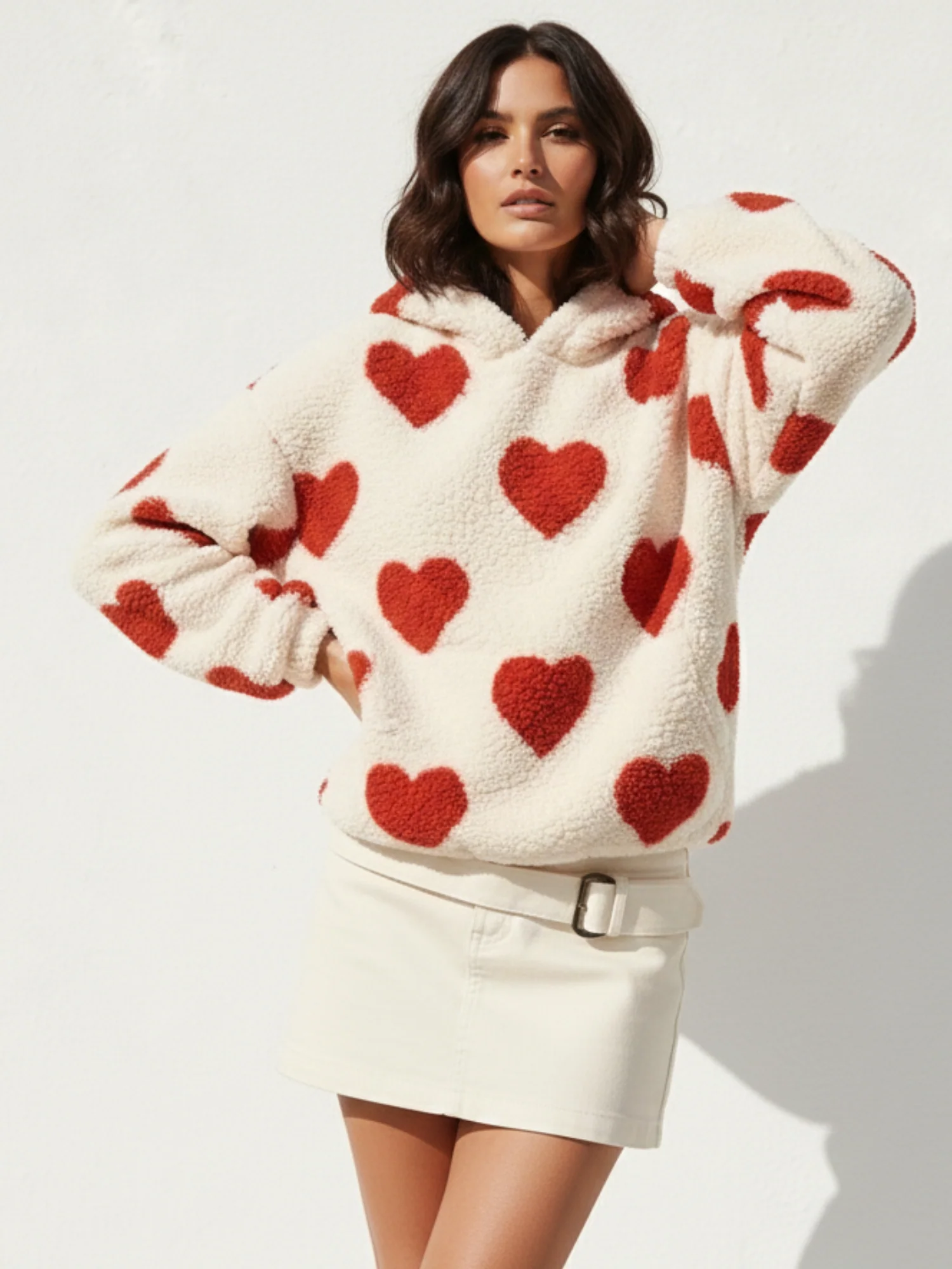 Red Full Sleeve Hooded Sweatshirt - Image 2