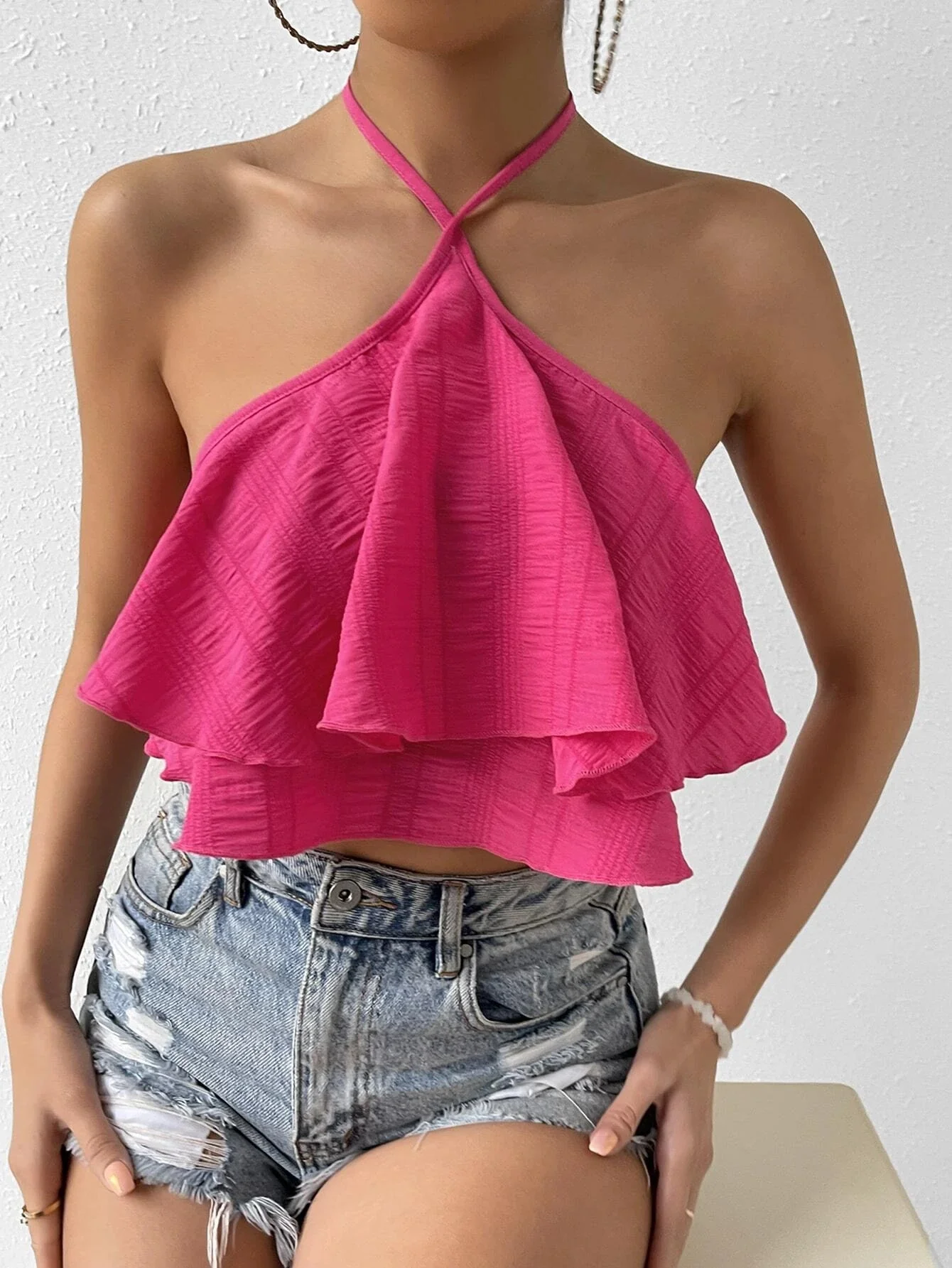 Red Halter Neck Flare Top - Image 4