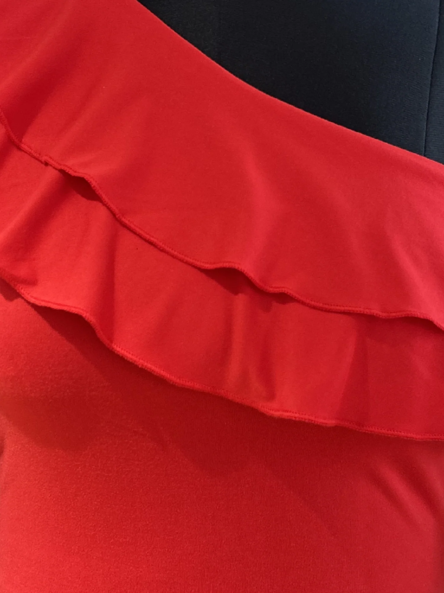 Red One Shoulder Ruffled Top - Image 4
