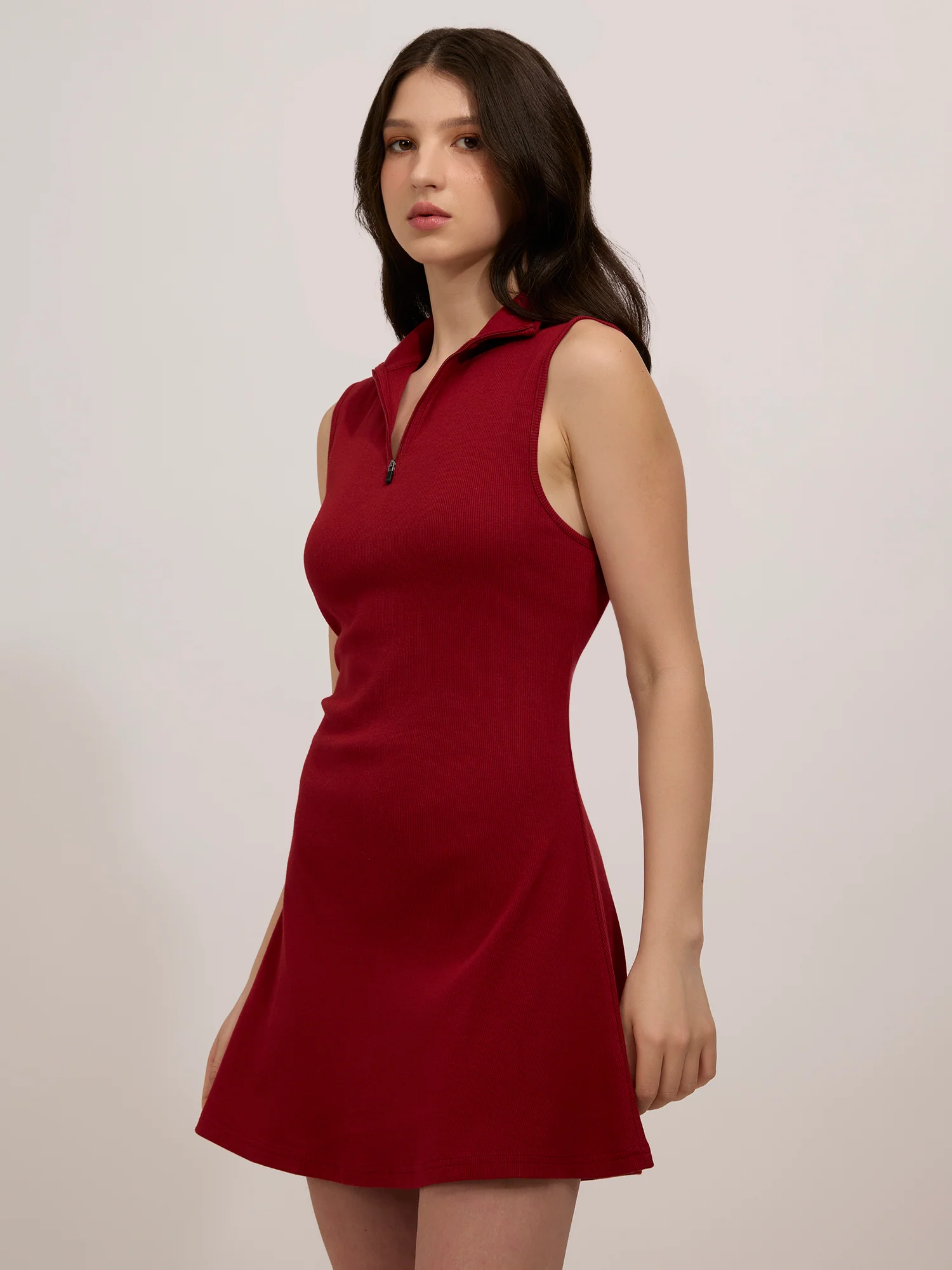 Red Rib Skater Dress - Image 3