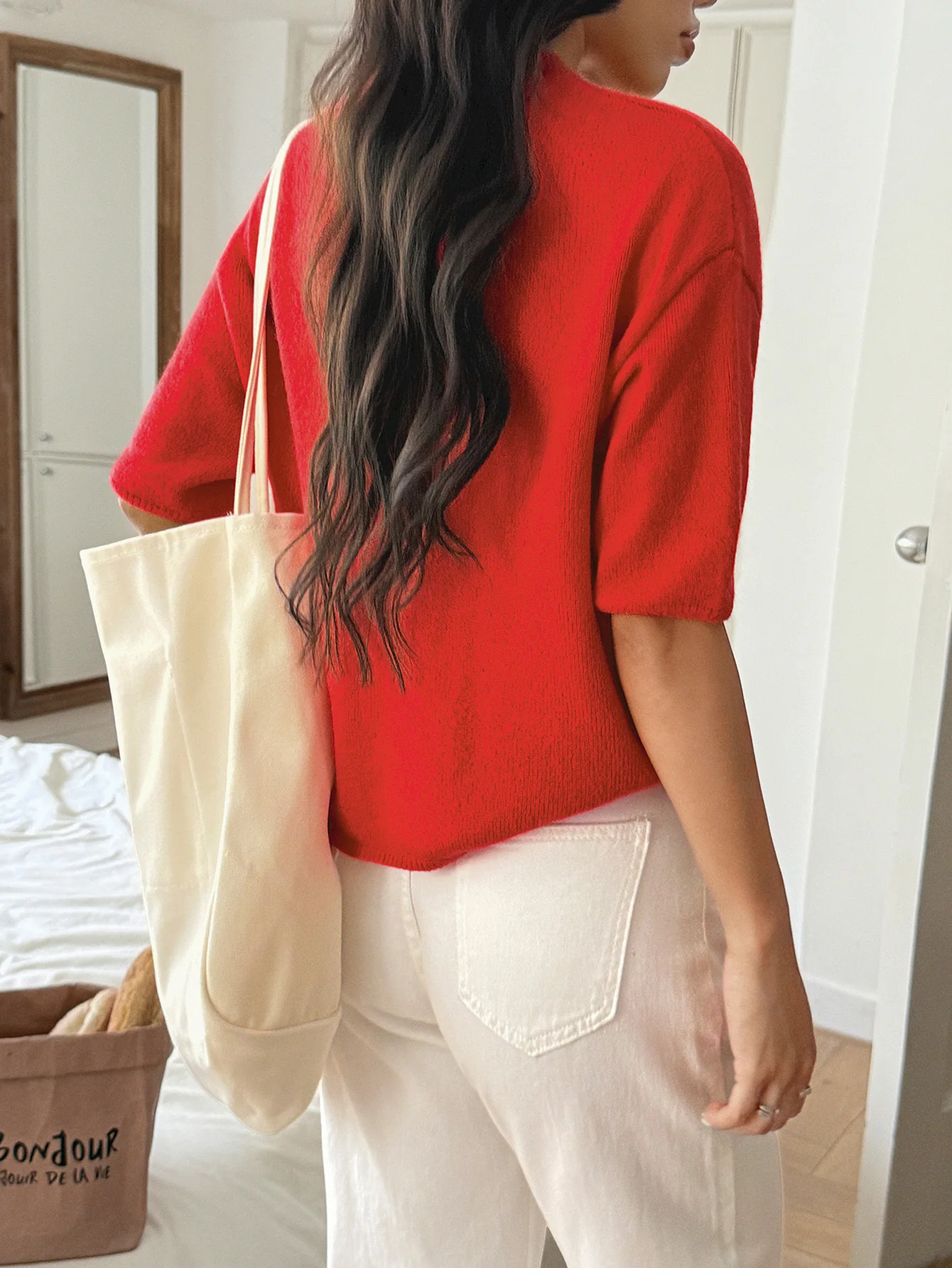 Red Solid Casual Pull Over - Image 2