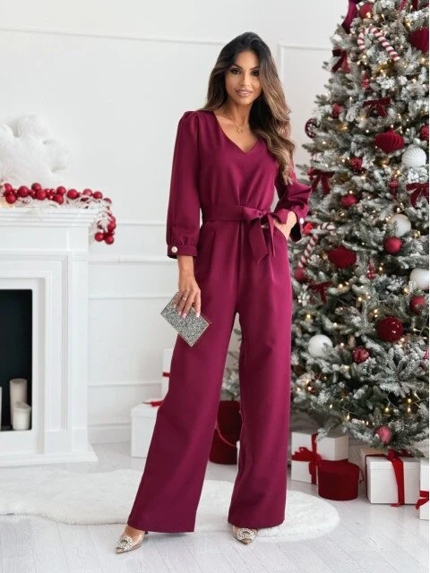Maroon Long Sleeve Jumpsuit - Image 3