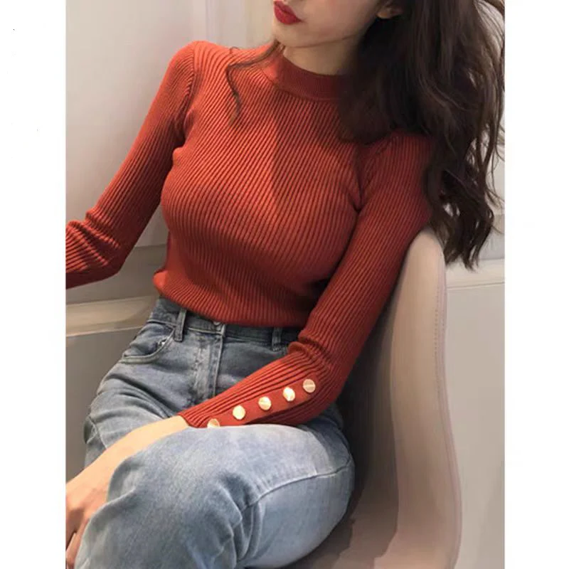 Rust High Neck Flat Knit Top - Image 2