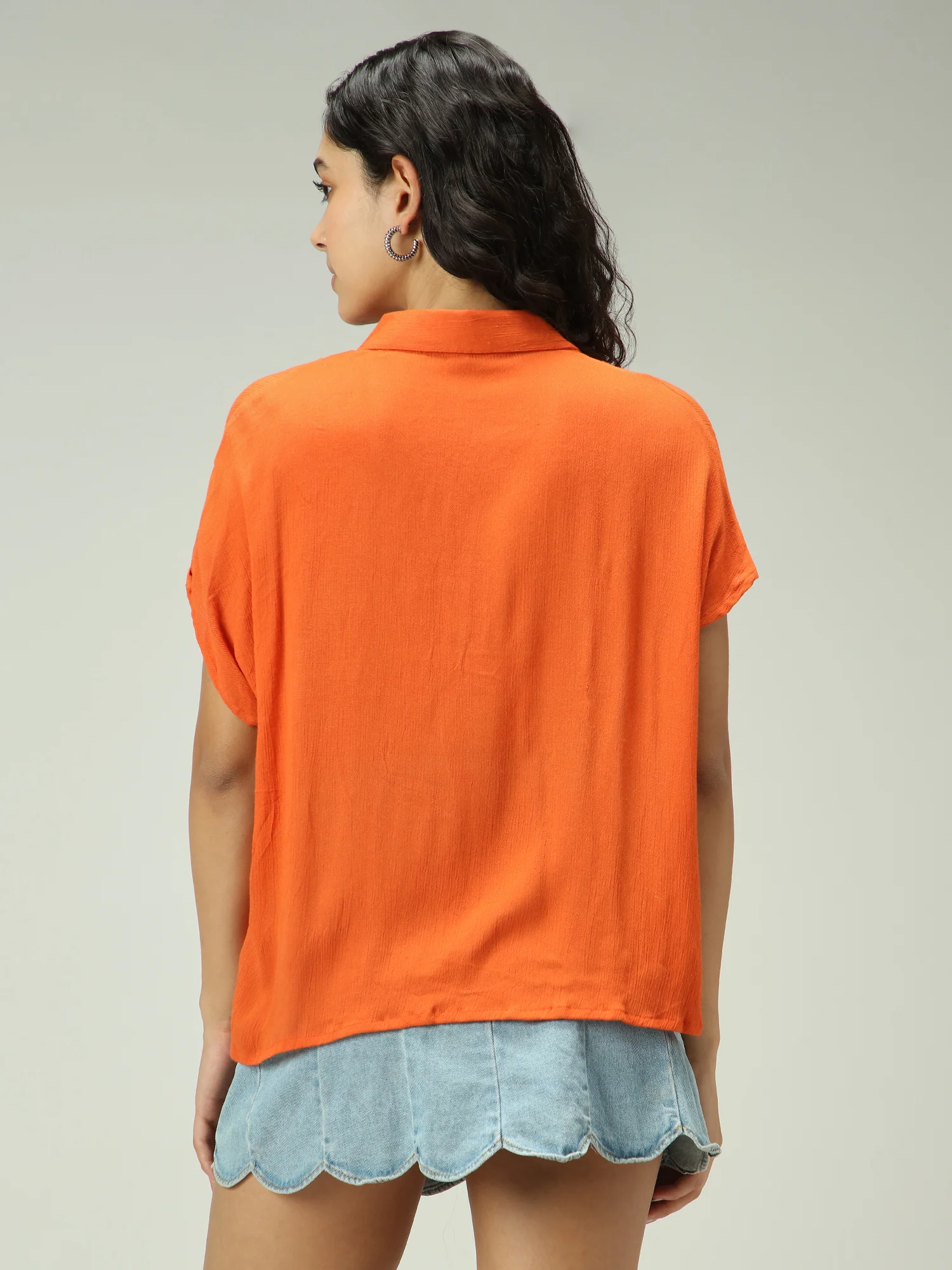 Rust Solid Flowy Shirt - Image 2