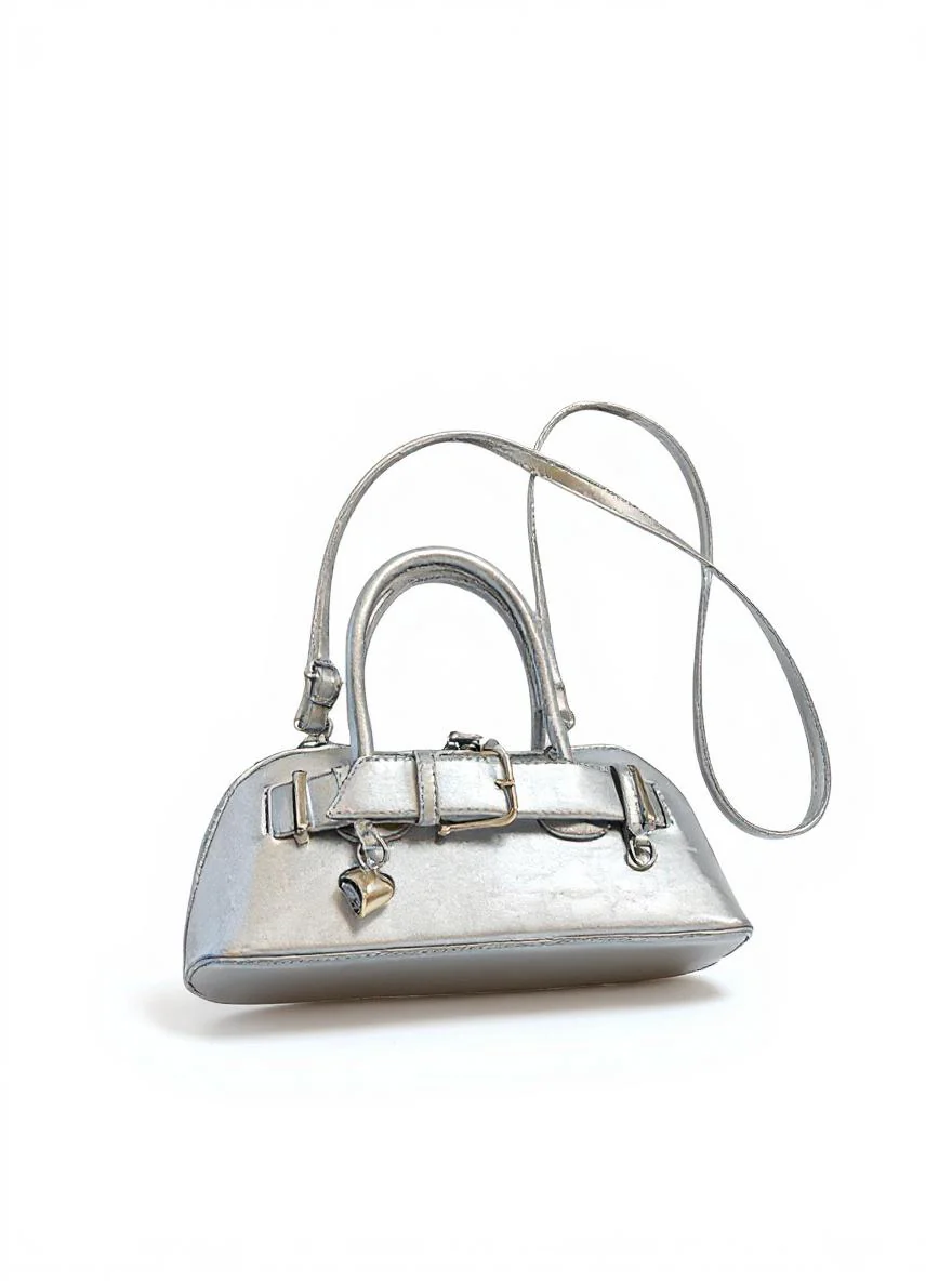 Silver Buckle Belted Hand Bag - Image 2