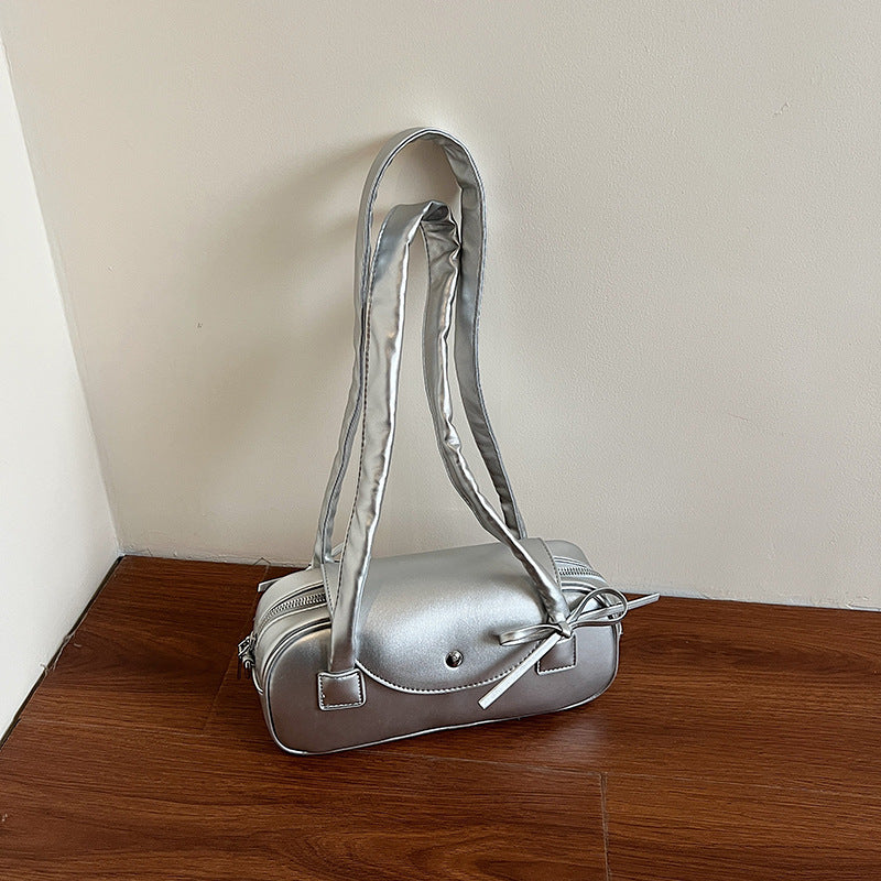 Silver Sleek Bow Handbag - Image 3
