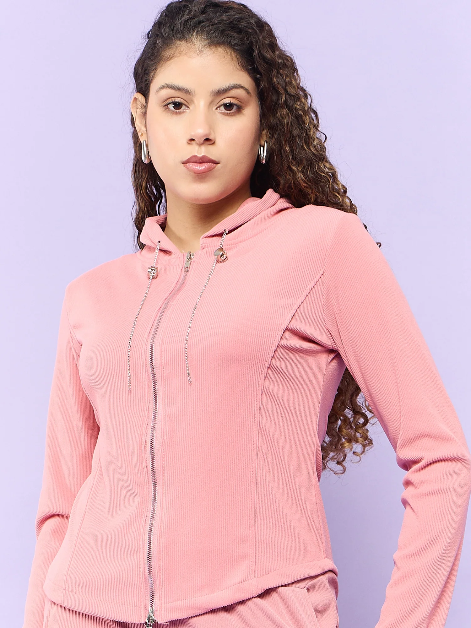 Solid Pink Hoodie Co-Ord Set - Image 5