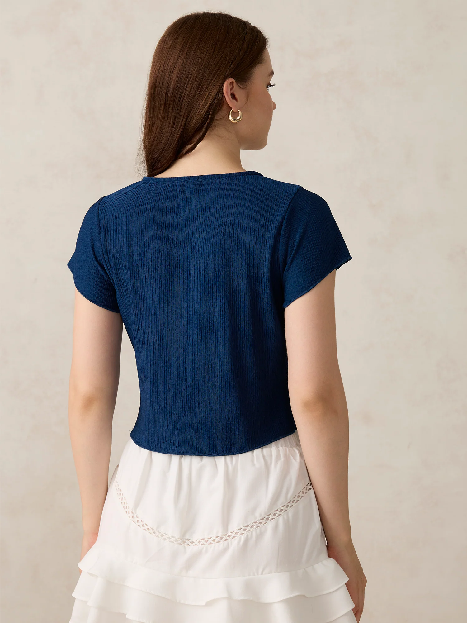 Teal Textured Knit Solid Shirt - Image 2