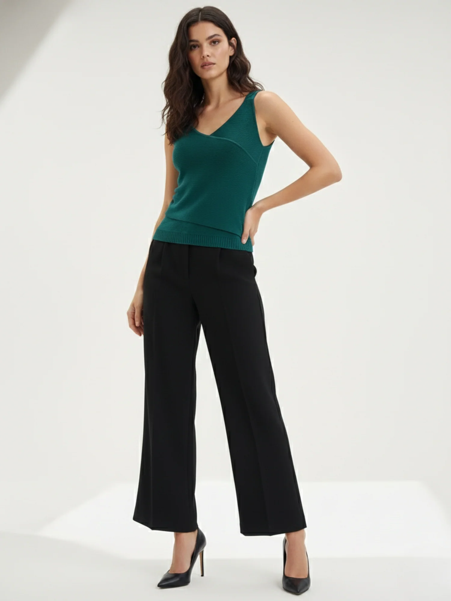 Teal Wrap Flat Knit Tank - Image 3
