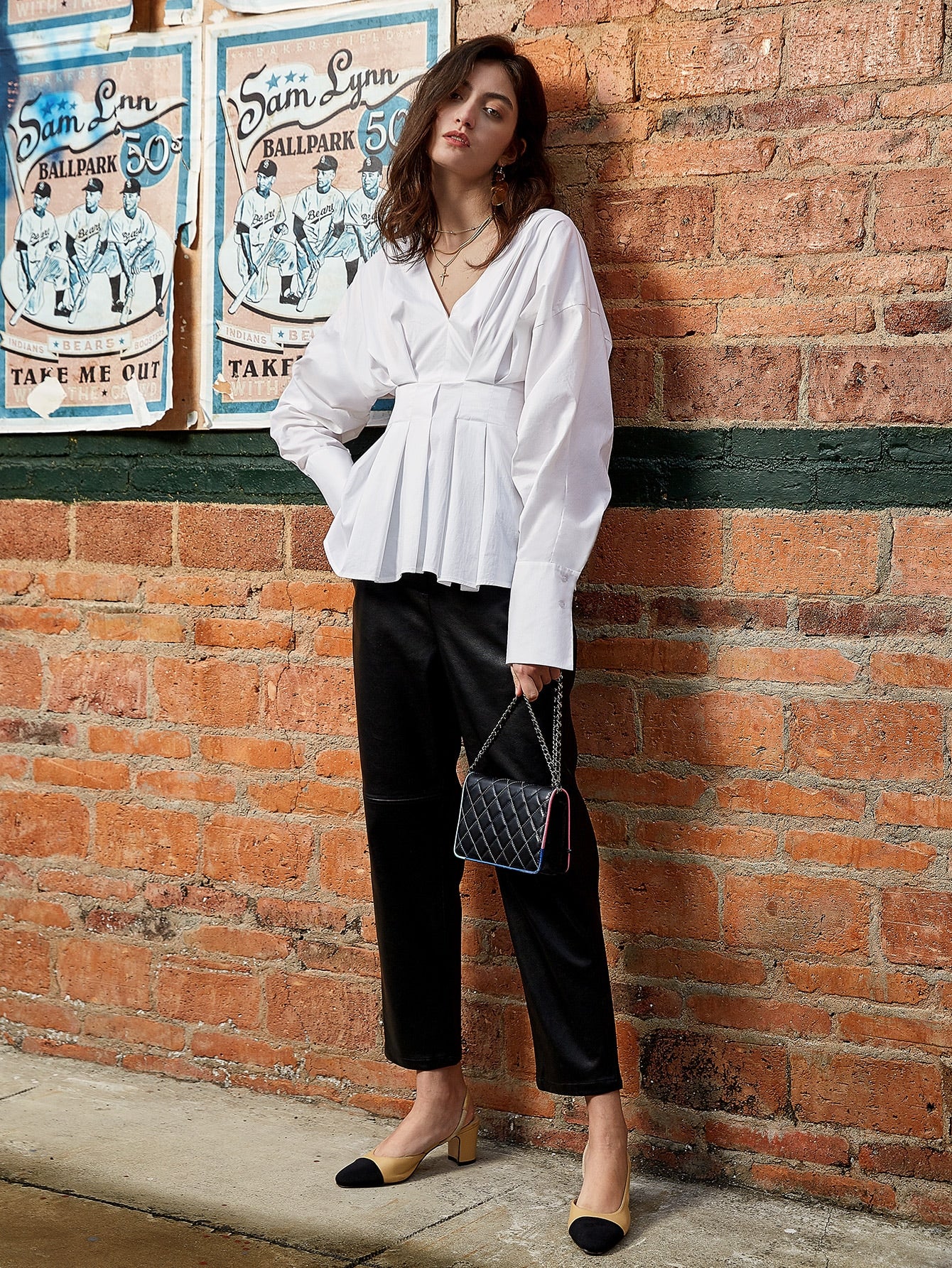 V Neck Cotton Blouse - Image 3