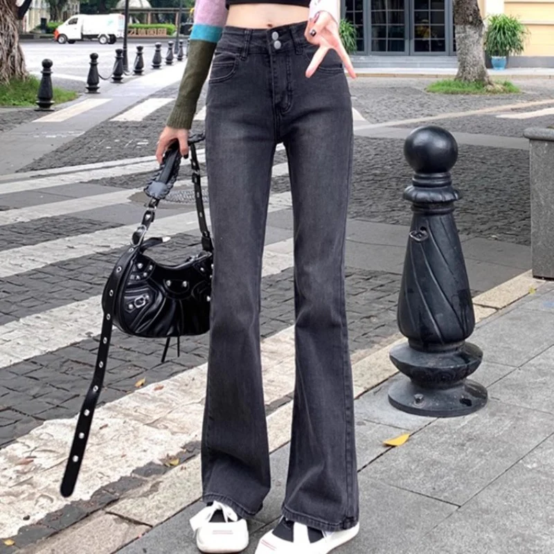 Black Washed Flared Denim - Image 2
