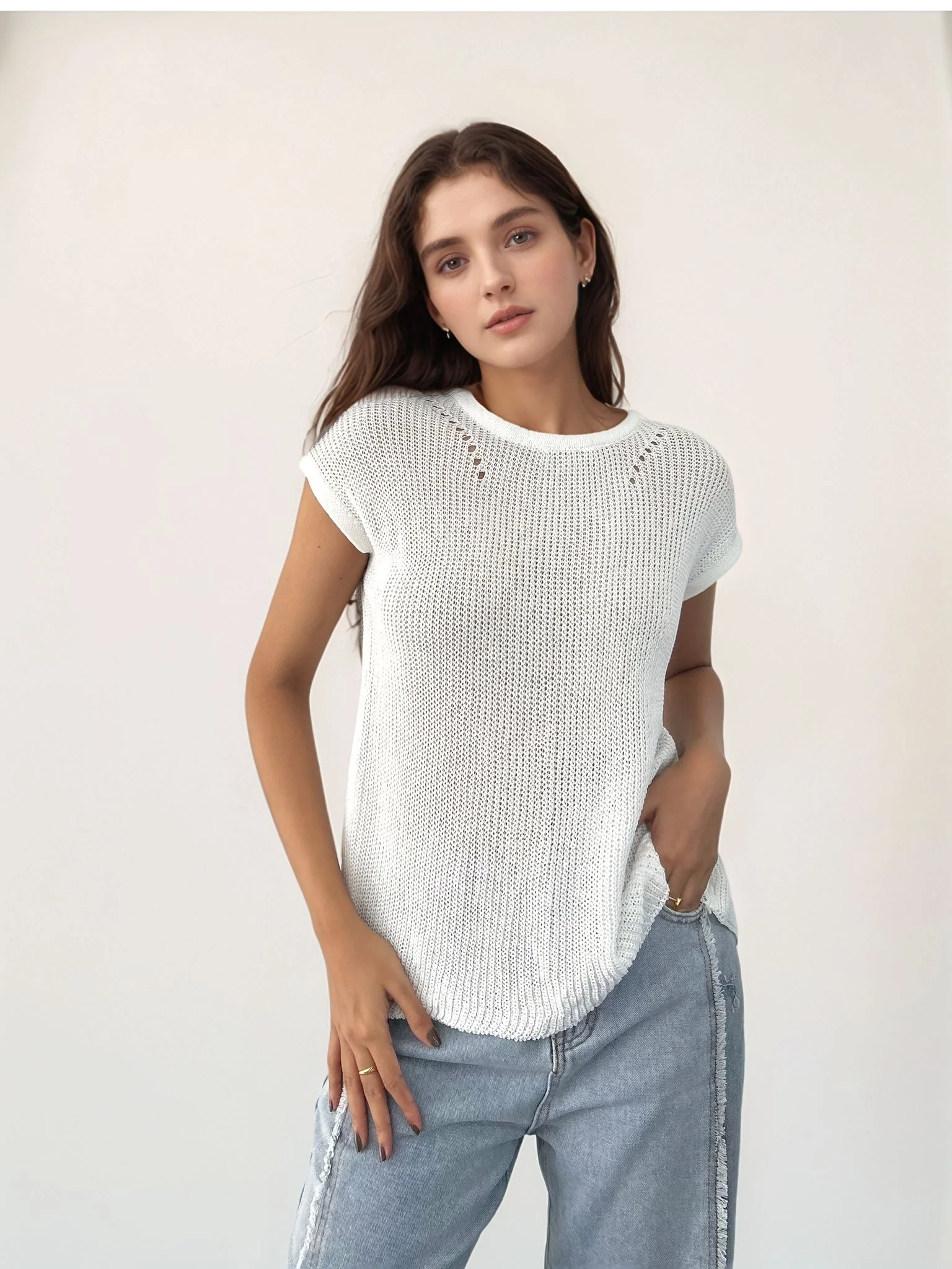 White Back Button Through Top - Image 2