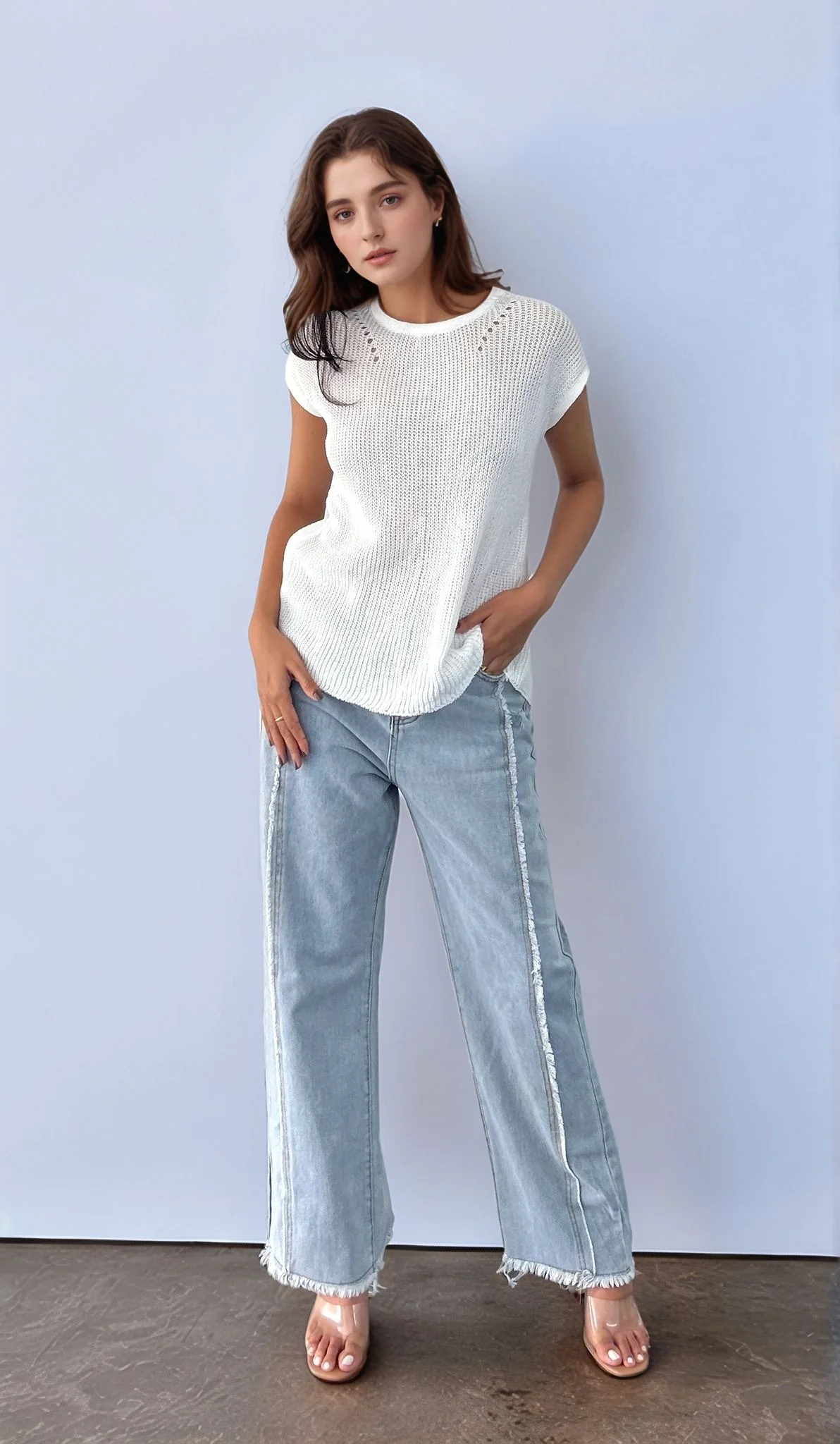 White Back Button Through Top - Image 3