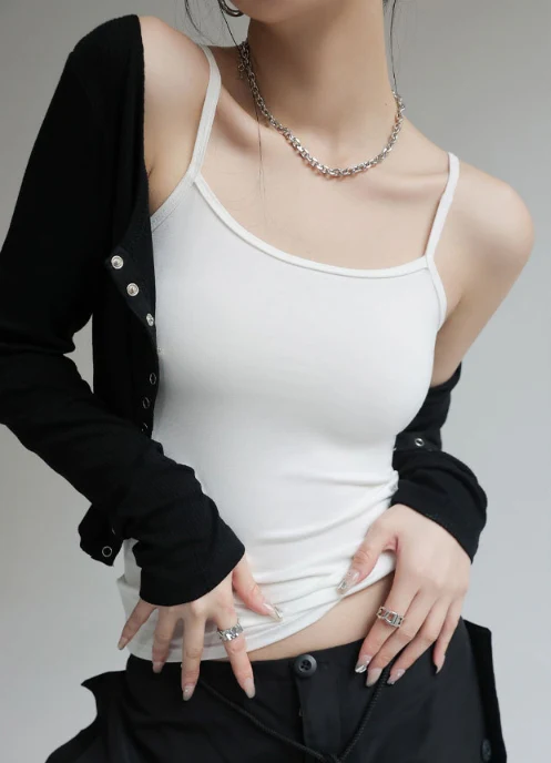 White Basic Solid Cami Top - Image 2