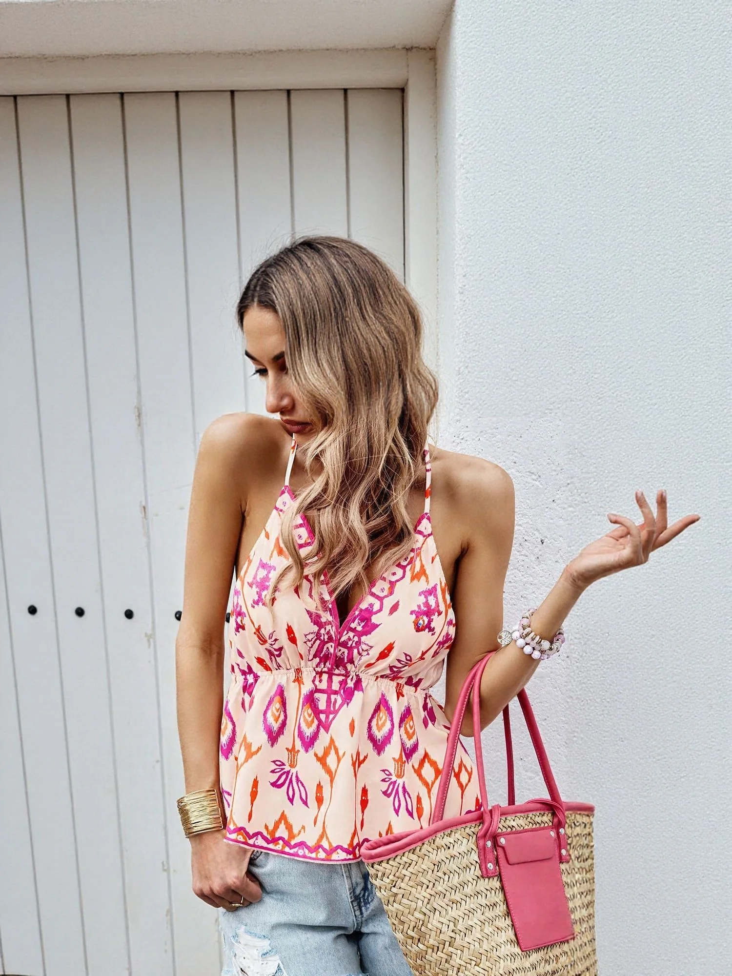 White Cami Top All Over Print