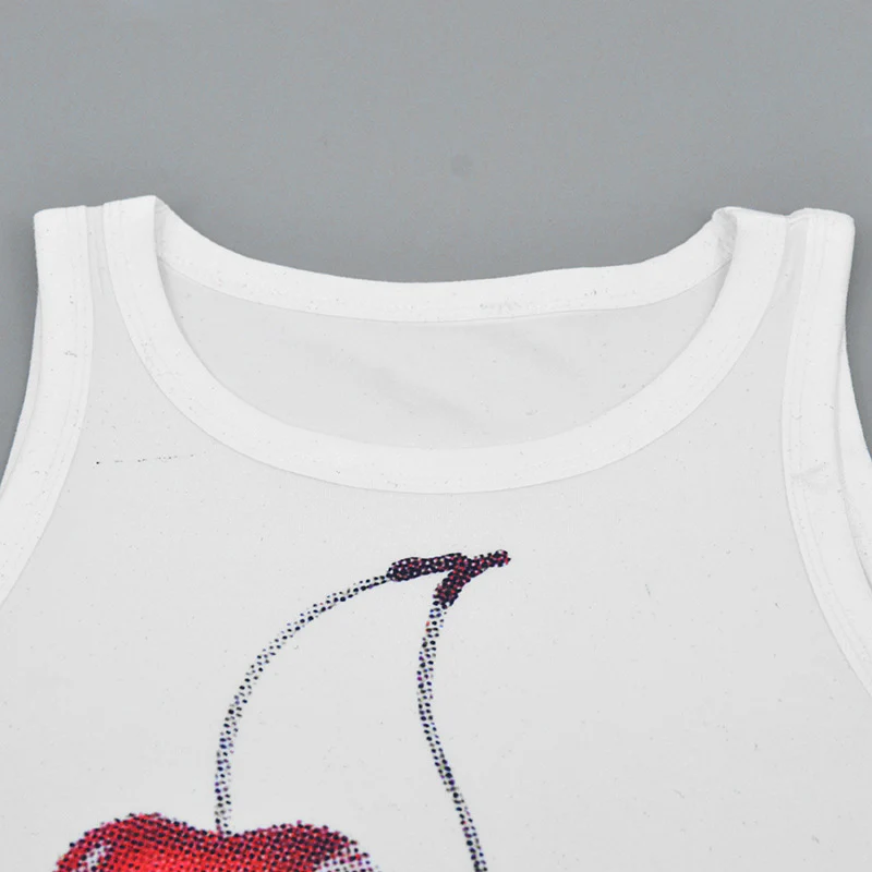 White Cherry Printed Tank Top - Image 5