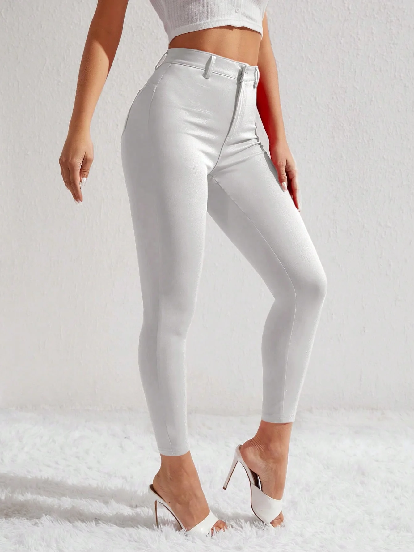 White Coloured High Waist Skinny Denims - Image 3
