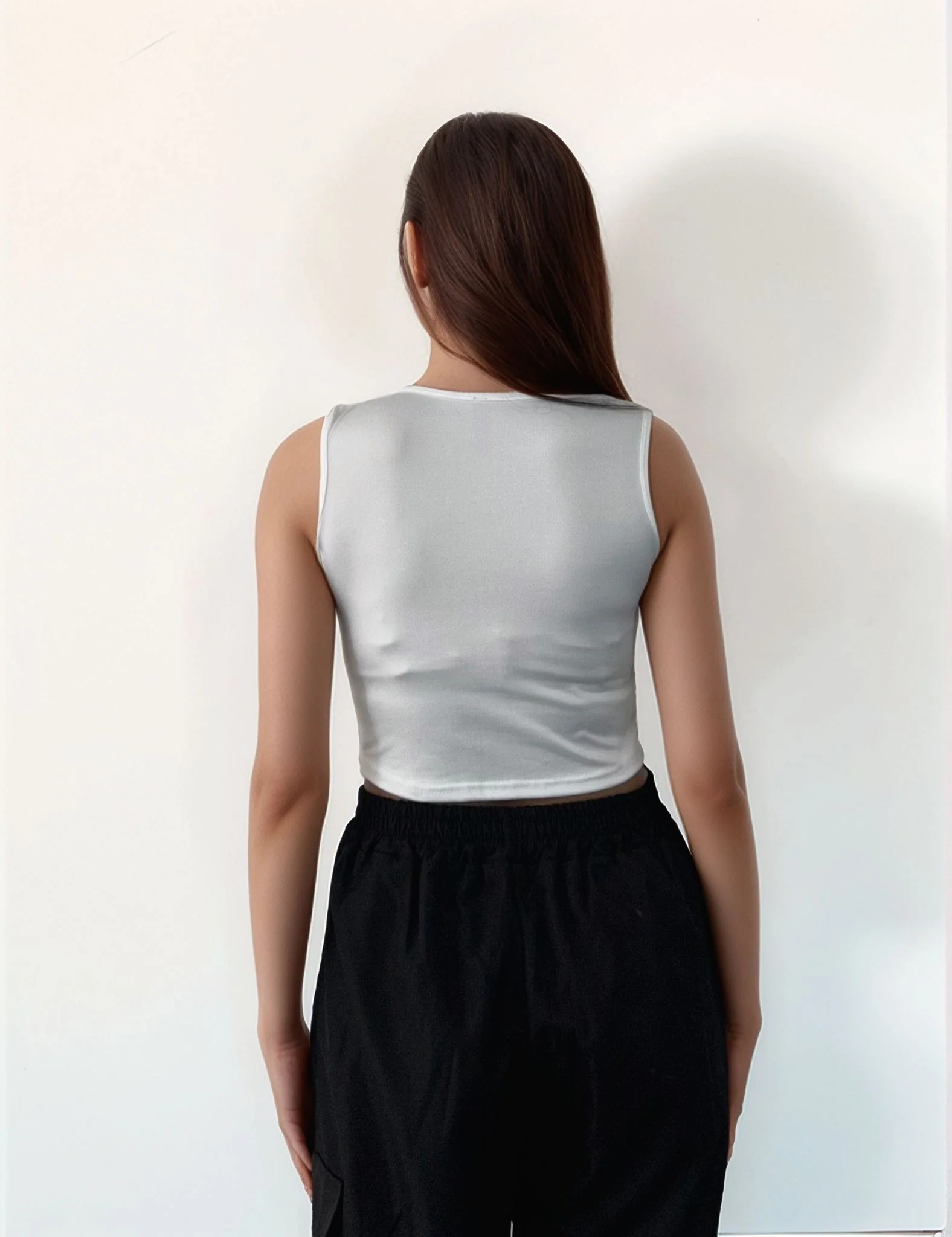 White Cropped Tank Top - Image 2