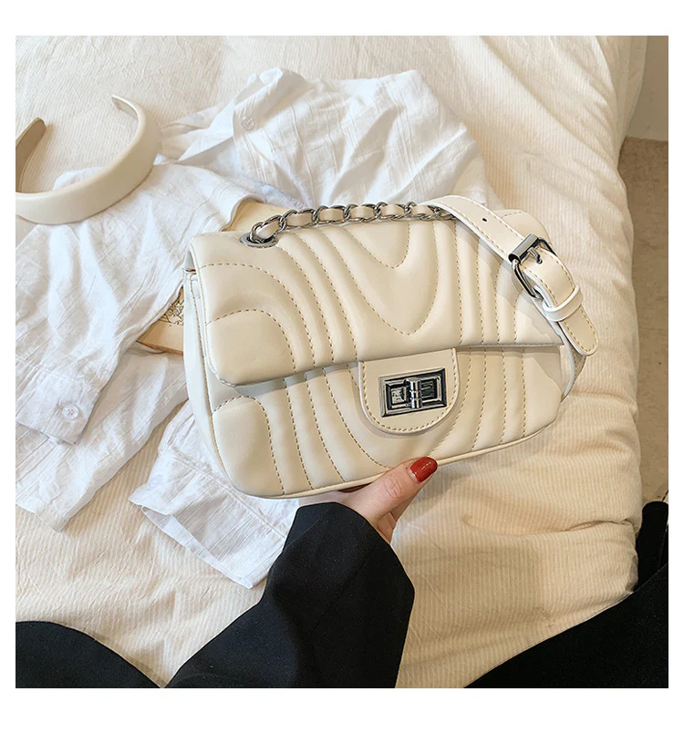 White Curved Quilted Bag - Image 2
