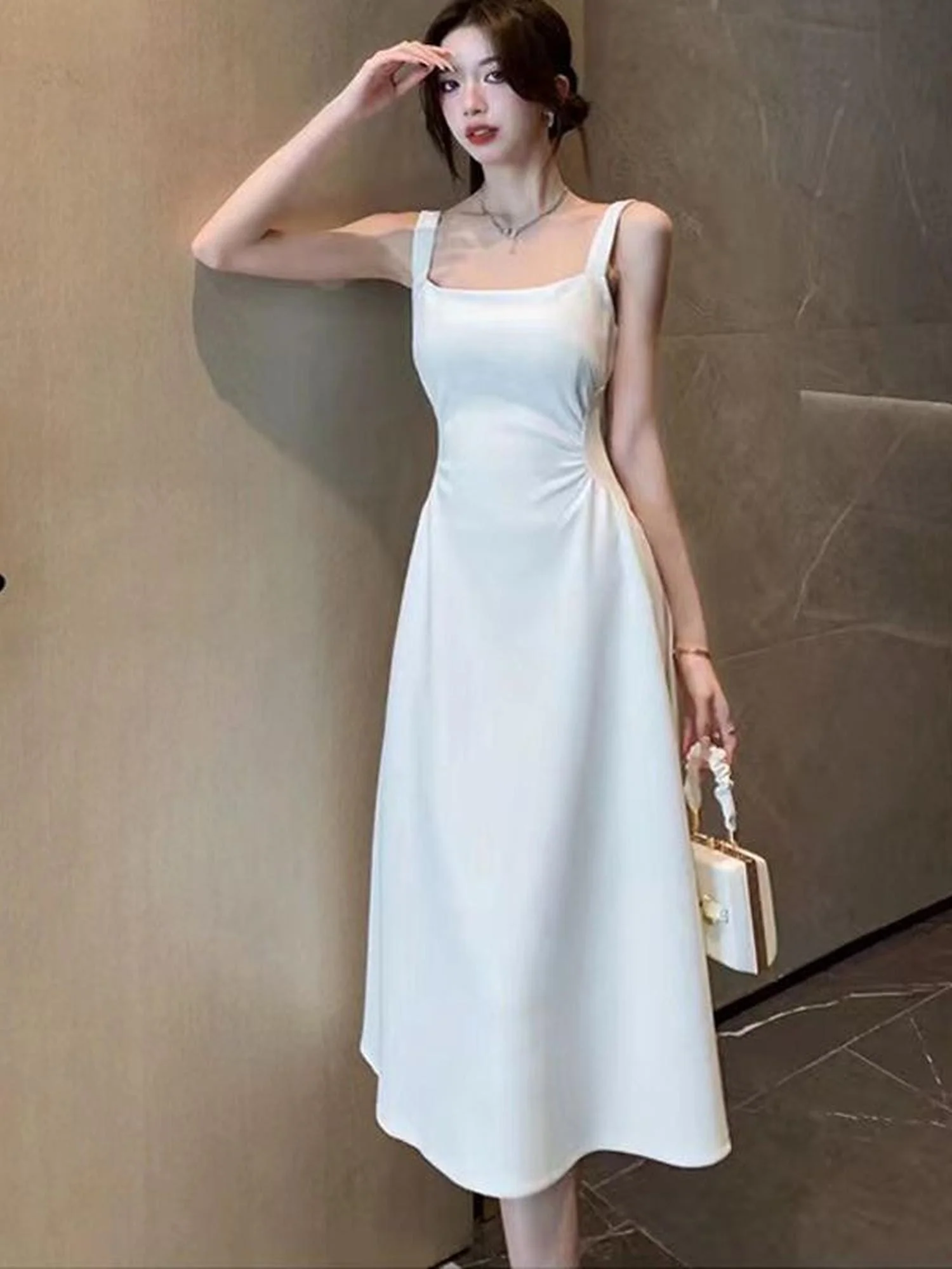 White Square Necked Dress - Image 4