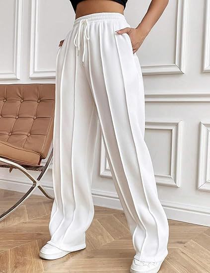 White Elasticated Regular Fit Drawstring Joggers - Image 3