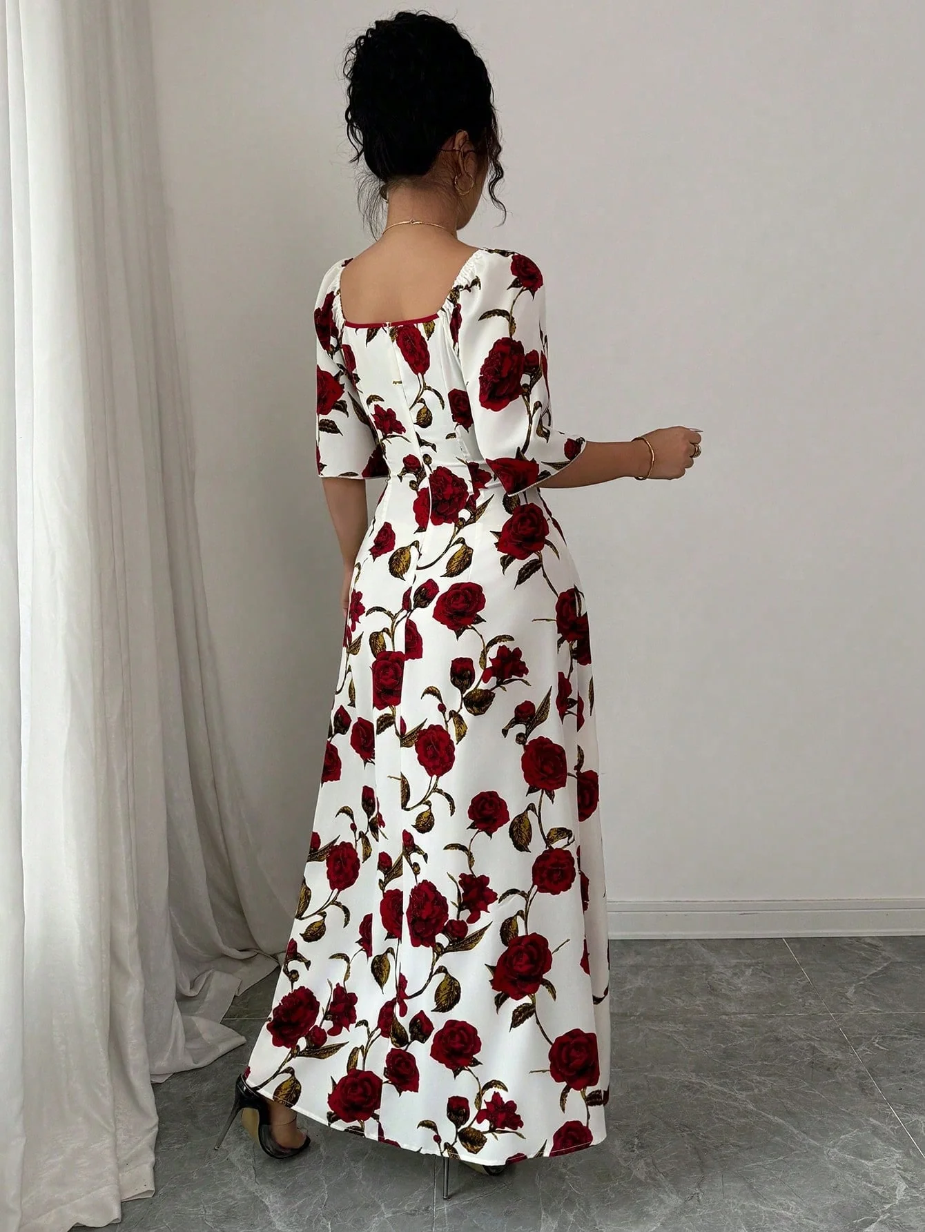 White Floral Print Maxi Dress - Image 2