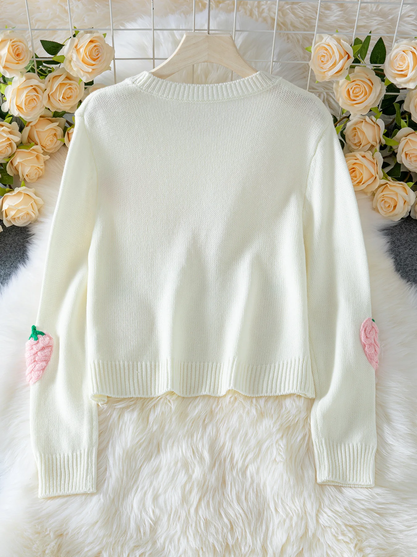 White Full Sleeves Embroidered Sweaters - Image 5