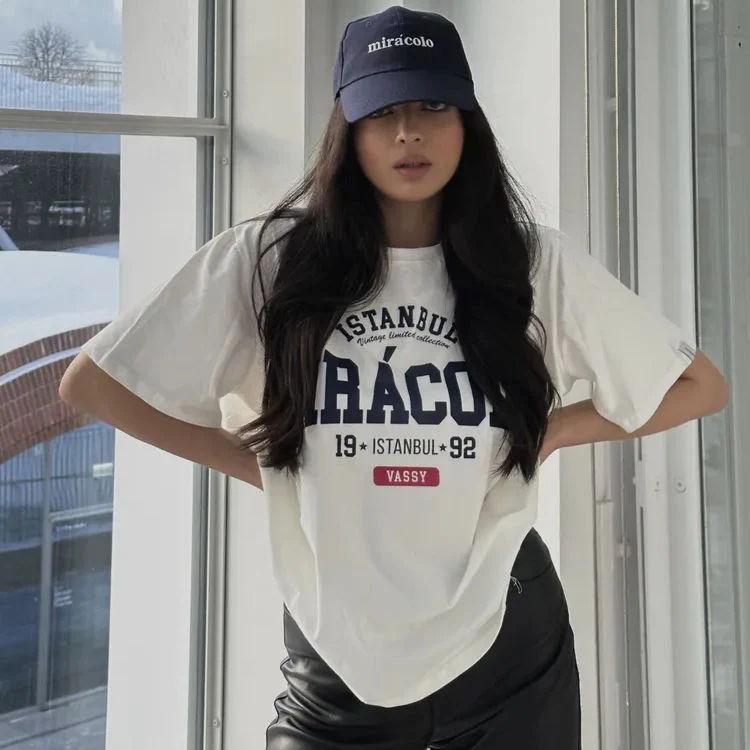White Graphic Printed Oversized T-Shirt