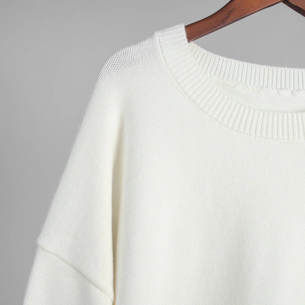 White High Neck Oversized Solid Sweater - Image 3